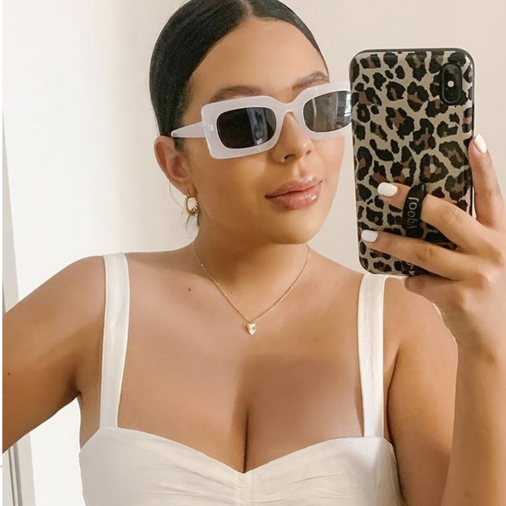 White thick frame sunglasses